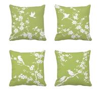 Coussin Exterieur Vert Lot de 4, Printemps Taie Oreiller 70 X 70 cm, Housse de Coussin Imperméable Taies d'Oreillers Conception de Motifs pour Patio Extérieur Jardin Salon Ferme Décor -yxy2504HJ