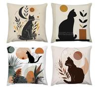 Coussin Extérieure Imperméable, Surface Hydrofugfe Coussin Géométrie du Chat, Taie Oreiller de Jardin Housse de Canapé Balcon Décor pour Salon Chambre Lot de 4 80x80cm, Taie d'oreiller 32x32in G378