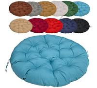 Coussin Fauteuil Papasan 180cm/70.86in, Coussin Fauteuil Rotin Rond, Épaissir Antidérapant Facile à Nettoyer, pour Balcon, Tatami, terrasse, Baie vitrée, Salon, Sol - Paon Bleu