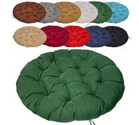 Coussin Fauteuil rotin 50cm/19.68in, Coussin Fauteuil Rotin Rond, avec Sangles De Positionnement, pour Jardin Patio Hanging Hammock - Vert foncé