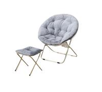 Coussin Fauteuil Suspendu Chaise soucoupe confortable en fausse fourrure, chaise de salon ronde pliante, siège flexible for adultes, grande forme de lune décorative(Gray)