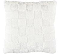 AltoBuy Coussin Flanelle Damier 40x40cm, Blanc et Beige, Doux et Confortable, Facile à Laver - Turin