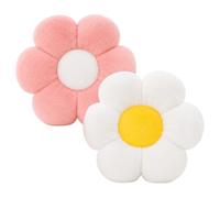 Coussin Fleur, 2 Pièces 40×40 cm Coussin Marguerite, Oreiller Floral Mignon | Blanc et Rose, Tissu en Peluche de Haute Qualité, Mädchen Kinder Frauen Esthétique Zierkissen für Chambre Dopamin Décoration
