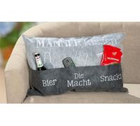 Coussin Gilde, rectangulaire, "Männerkissen", slogan, feutre, gris, lot de 3, L. 60 cm, H. 39 cm 45519