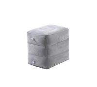 Coussin gonflable 1 pièces, repose-pieds, tabouret gonflable, coussin de voyage, repose-pieds floqué à trois couches, tabouret réglable(Light Grey)
