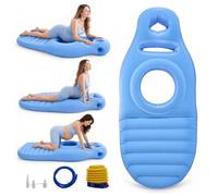Coussin Gonflable de Grossesse Tapis de Yoga pour Femmes Enceintes Trou | Matelas Gonflable Floqué Confortable, Oreiller de Couchage Grossesse, Soutien Complet du Corps (Bleu)