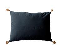 Coussin Gris foncé avec 4 Pompons Jute - Rectangulaire 50x70 cm - 100% Coton certifié Oeko Tex - Oreiller décoratif de qualité - Collection Panama - Enjoy Home