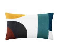 Atmosphera – Coussin déco Hary – Motifs géométriques brodés, Coton 30x50 cm – Multicolore
