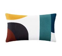 Atmosphera – Coussin déco Hary – Motifs géométriques brodés, Coton 30x50 cm – Multicolore