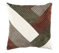 Home Deco Factory – Coussin Patchwork TX0332 – Confort, Entretien facile – 40x40cm Marron/Blanc/Vert