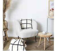 Home Deco Factory - Coussin TX0106 Sherpa doux à carreaux noir et blanc déhoussable 40x40 cm