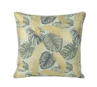 Coussin - HOME MAISON - 50x50 cm - Déhoussable - Style tropical - Notes dorées