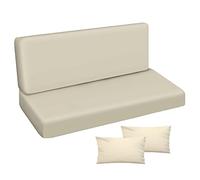 Coussin imperméable pour balancelle de Jardin, Matelas 150x50x50 pour Meubles en Palette, Grand Confort Coussins avec Dossier, Meubles de Jardin, Glatt Beige [133]