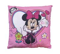 DISNEY MINNIE SHOPPING Coussin double face 40x40 cm | Enveloppe 100% Coton | Garnissage 100% Polyester | Imprimé Fille Minnie Mouse | Rose