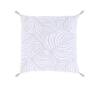 Coussin imprimé végétal 100 % coton alicia 45 cm blanc beige