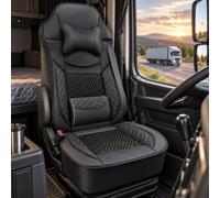 Coussin intégral siège Camion pour Ford Trucks F-Line 3545D, Noir | Housse intégrale noire avec ouverture pour ceinture, soutien lombaire intégré et poche de rangement arrière.
