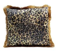 Kare Coussin Design Leo Fringe Marron/Noir 45 x 45 cm Coussin décoratif avec Fermeture éclair