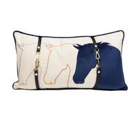 Coussin - KARE - Têtes de chevaux - 28x50 cm - Beige - Rectangulaire