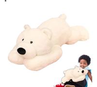 Coussin lesté en peluche animale - en peluche douce et lestée - Doudou ours polaire - créative - Tissu en peluche super doux et avec une finition exquise selon