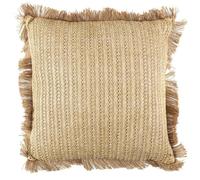 Coussin - LINNEA - Raphia - 40x40 cm - Beige doré - Déhoussable - Design contemporain