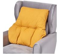 HOMESCAPES Coussin Ergonomique Lombaire, Coussin de positionnement Soutien du Dos en Coton, pour Chaise, Fauteuil et Voiture, Jaune Moutarde, 58 x 68 x 15 cm