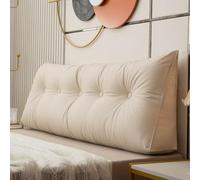 Coussin lombaire en velours côtelé de qualité supérieure - Grand coussin cale pour tête de lit avec soutien triangulaire, ergonomique pour lits et canapés | Coussin de lecture, dossier avec poche