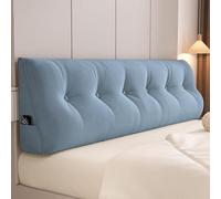Coussin lombaire lavable pour canapé-lit, 120 x 50 x 20 cm, coussin confortable de soutien pour la lecture, pour la détente et la décoration d'intérieur - Bleu brume