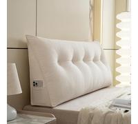 Coussin lombaire pour soutien dossier - Grand coussin en forme de coin pour tête de lit, canapé, lecture, ergonomique triangulaire - Pour chambre à coucher, canapé, tatami - Blanc - 120 x 50 x 20 cm