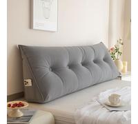 Coussin lombaire triangulaire pour tête de lit, grand coussin de lecture triangulaire en cuir court en peluche avec housse amovible pour lit, canapé, jeux relaxants (150 x 50 x 20 cm, Gris1)