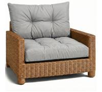Amazinggirl Coussin Lounge Mobilier Jardin Ensemble: siège 50x50 cm et Dossier 40x50 cm - Dossier Rattan Idéal pour Balcon terrasse Salon extérieur Confort Durable Coussins épais Gris Clair