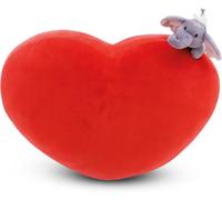 Coussin Love Eléphant En Forme De Coeur 42X27 Cm Avec Doudou Éléphant Rouge-Coussins En Peluche Doux Pour Les Garçons,Les Filles,Les Bébés-Idéal Pour La Maison-61491
