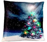 Coussin lumineux décoratif Sapin de Noël 40 x 40 cm [Infactory]