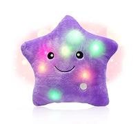 Coussin Lumineux Étoile Moelleux Enfant, Coussin Décoratif Chambre Enfant (Violet), LED Étoiles Oreiller