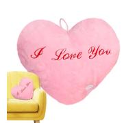Coussin lumineux, phosphorescent, mignon coussin en forme de cœur lumineux à LED, 35,5 cm, « I Love You Valentin » - Veilleuse en peluche douce pour la chambre à coucher