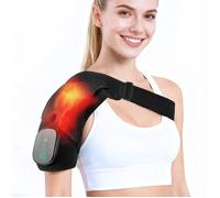 Coussin Massant Chauffant pour Epaule sans Fil, avec 3 Niveaux de Chaleur et Vibration, Ecran Tactile, Batterie 5000mAh, Noir