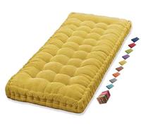 Coussin Matelas Assise Dossier pour Banc de Jardin balancelle canapé 1/2/3 Places Coussin pour Banc de Jardin Exterieur Interieur 170 cm sur Mesure 110x50 Coussin pour Banc 150 cm(Yellow 1c,160x55 cm