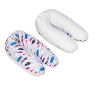 Coussin Maternit Pre/Post Natal Usages Multiples Plumes Multicolores Blanc