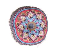 Coussin Meditation Coussin de siège rond en coton et lin Style ethnique, coussin chaise à motif géométrique d'éléphant rouge, décor méditation for le bureau(Type4)