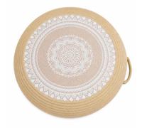 Coussin Méditation D'intérieur, Diamètre 45 Cm X Hauteur 10 Cm, Motif Blanc