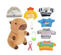 Coussin moelleux en peluche de Capibara - Peluche de Capibara, jouet en peluche de Capibara farci | Coussin doux en peluche Capibara avec 10 vêtements et pour la maison, le lit, le divan