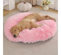 Coussin Moelleux pour pour Chiens et Chats, Tapis Matelas Lit Rond Lavable et Antidérapant, Panier Chien avec Rembourrage Extra épais, Tissu Peluche Doux (Rose Ombré,L 70 x l 70 x H 12cm)