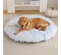 Coussin Moelleux pour pour Chiens et Chats, Tapis Matelas Lit Rond Lavable et Antidérapant, Panier Chien avec Rembourrage Extra épais, Tissu Peluche Doux (Bleu Ombré,L 85 x l 85 x H 13cm)