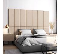 Coussin mural 'Carpino' Panneau rembourré set de 2 textiles 90 x 30 cm Beige