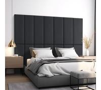 Coussin mural 'Carpino' Panneau rembourré set de 2 textiles 90 x 30 cm Noir