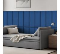 Coussin mural 'Carpino' Panneau rembourré set de 2 velours 90 x 30 cm bleu marine