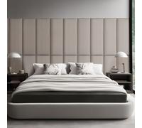 Coussin mural 'Carpino' Panneau rembourré set de 2 velours 90 x 30 cm Gris clair