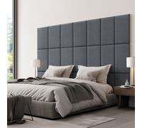 Coussin mural 'Carpino' Panneau rembourré Set de 3 textiles 60 x 30 cm Gris foncé