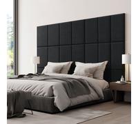 Coussin mural 'Carpino' Panneau rembourré Set de 3 textiles 60 x 30 cm Noir