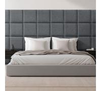 Coussin mural 'Carpino' Panneau rembourré Set de 4 textiles 30 x 30 cm Gris foncé
