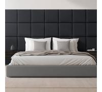 Coussin mural 'Carpino' Panneau rembourré Set de 4 textiles 30 x 30 cm Noir